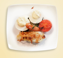 Poached egg on english muffin