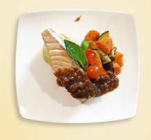 Pan seared salmon steak